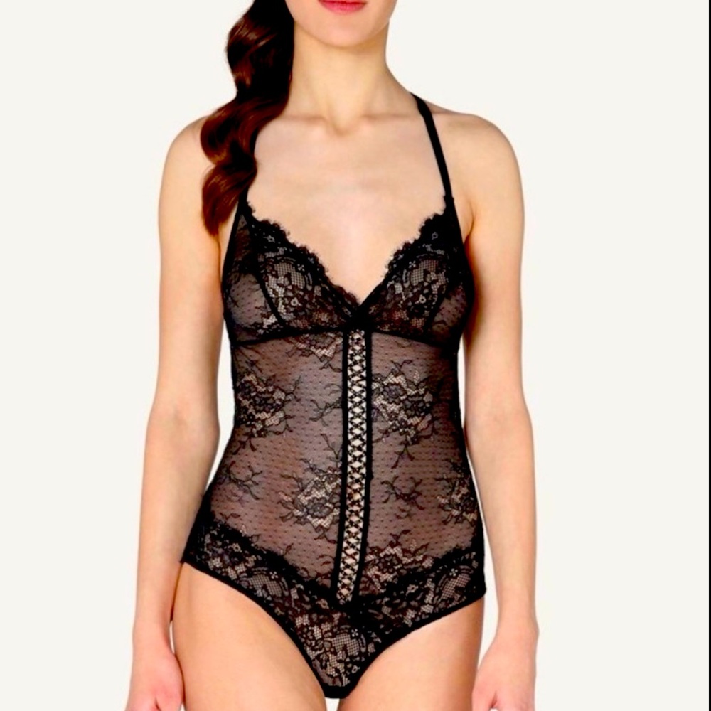 Intimissimi Black Bodysuit with Sheer Detailing Size M